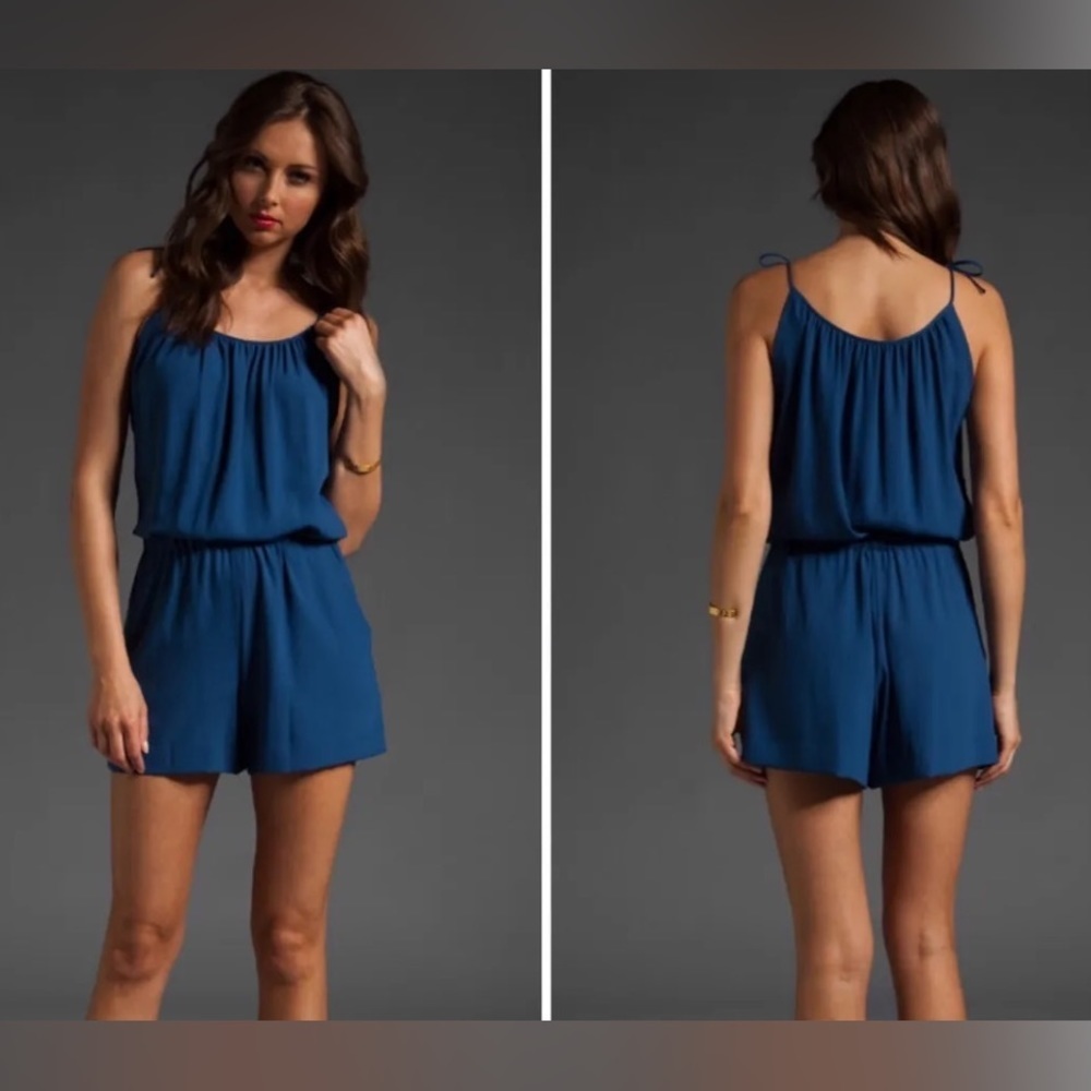 Theory Intellect Larianna Romper in Summer Night Blue (Size Small)